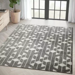 Casa Grey 4 ft. x 6 ft. Geometric Polypropylene Area Rug by Abani -Abani Sales grey abani area rugs cas300a 4 31 1000