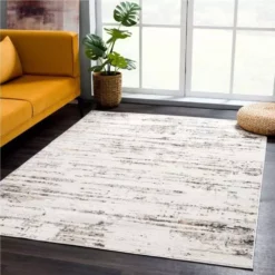Dune Grey 5.3 ft. x 7.6 ft. Striped Polypropylene Area Rug by Abani -Abani Sales grey abani area rugs dun160a 5 31 1000