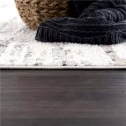 Dune Grey 5.3 ft. x 7.6 ft. Striped Polypropylene Area Rug by Abani -Abani Sales grey abani area rugs dun160a 5 44 1000