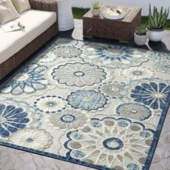 Hampton Grey 4 ft. x 6 ft. Floral Polypropylene Area Rug by Abani -Abani Sales grey abani area rugs ham140a 4 31 1000