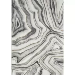 Luna Grey 7 ft. 9 in. x 10 ft. 2 in. Abstract Polyester Area Rug by Abani