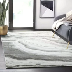 Luna Grey 7.9 ft. x 10.2 ft. Abstract Polyester Area Rug by Abani -Abani Sales grey abani area rugs lun220a 8 31 1000