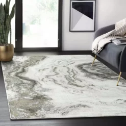 Luna Grey 4 ft. x 6 ft. Distressed Polyester Area Rug by Abani -Abani Sales grey abani area rugs lun270a 4 31 1000