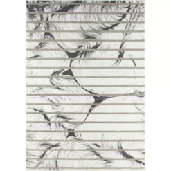 Luna Grey 5 ft. 3 in. x 7 ft. 6 in. Striped Polyester Area Rug by Abani