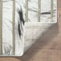 Luna Grey 5 ft. 3 in. x 7 ft. 6 in. Striped Polyester Area Rug by Abani -Abani Sales grey abani area rugs lun290a 5 fa 1000