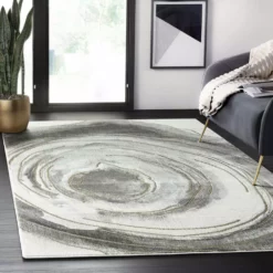 Luna Grey 5 ft. 3 in. x 7 ft. 6 in. Abstract Polyester Area Rug by Abani -Abani Sales grey abani area rugs lun310a 5 31 1000