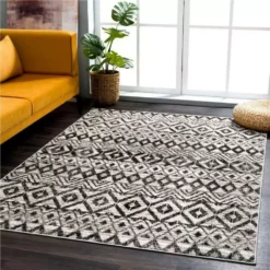 Malibu Grey 7.9 ft. x 10.2 ft. Geometric Polypropylene Area Rug by Abani -Abani Sales grey abani area rugs mal150a 8 31 1000