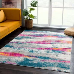 Malibu Grey 4 ft. x 6 ft. Striped Polypropylene Area Rug by Abani -Abani Sales grey abani area rugs mal170a 4 31 1000