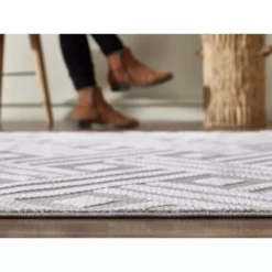 Nova Grey 5.3 ft. x 7.6 ft. Geometric Polyester Area Rug by Abani -Abani Sales grey abani area rugs nov150a 5 1f 1000