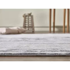 Quartz Grey 5 ft. 3 ft. x 7 ft. 6 in. Distressed Polypropylene Area Rug by Abani -Abani Sales grey abani area rugs qrz110a 5 1f 1000