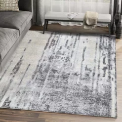 Quartz Grey 5 ft. 3 ft. x 7 ft. 6 in. Distressed Polypropylene Area Rug by Abani -Abani Sales grey abani area rugs qrz110a 5 31 1000