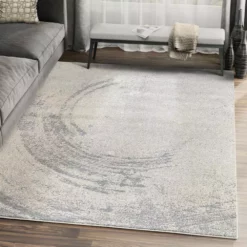 Quartz Grey 5 ft. 3 ft. x 7 ft. 6 in. Solid Color Polypropylene Area Rug by Abani -Abani Sales grey abani area rugs qrz160a 5 31 1000
