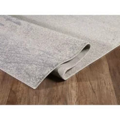 Quartz Grey 5 ft. 3 ft. x 7 ft. 6 in. Solid Color Polypropylene Area Rug by Abani -Abani Sales grey abani area rugs qrz160a 5 4f 1000