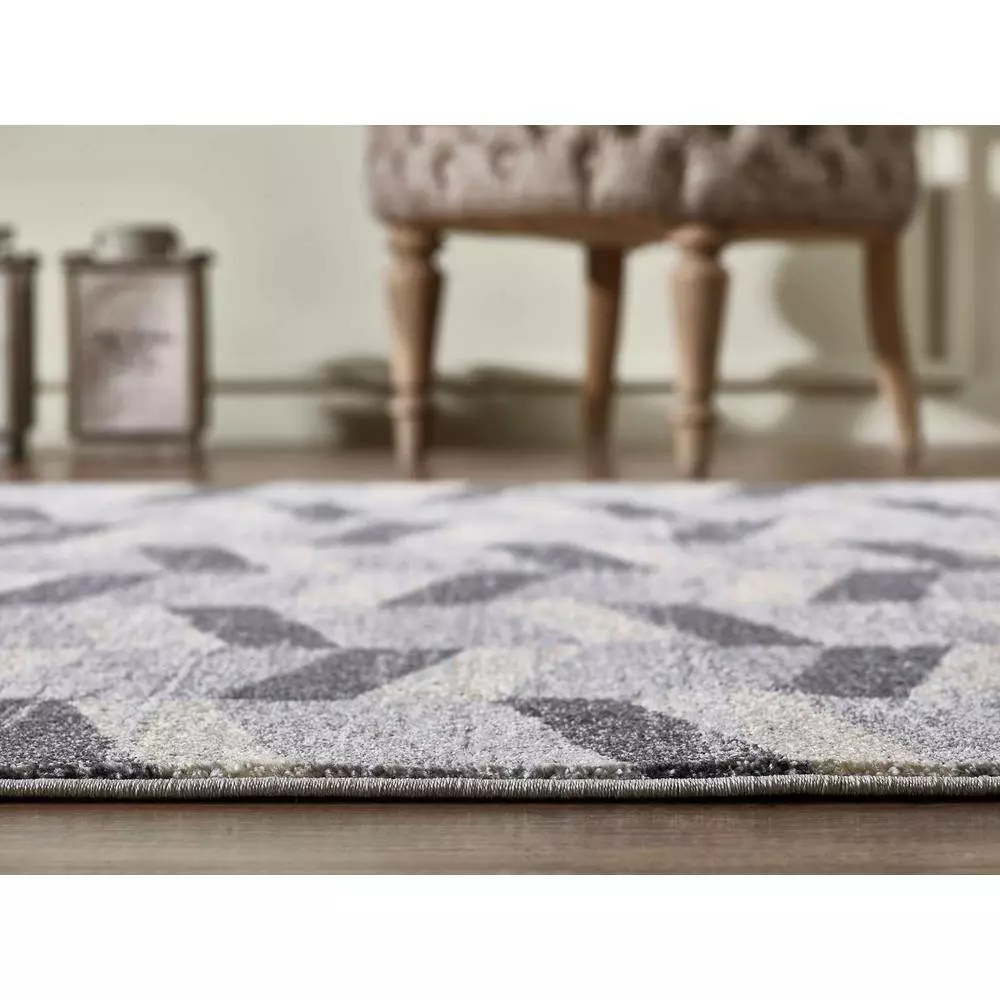 Quartz Grey 5 ft. 3 ft. x 7 ft. 6 in. Geometric Polypropylene Area Rug by Abani 8 Quartz Grey 5 ft. 3 ft. x 7 ft. 6 in. Geometric Polypropylene Area Rug by Abani - Image 6