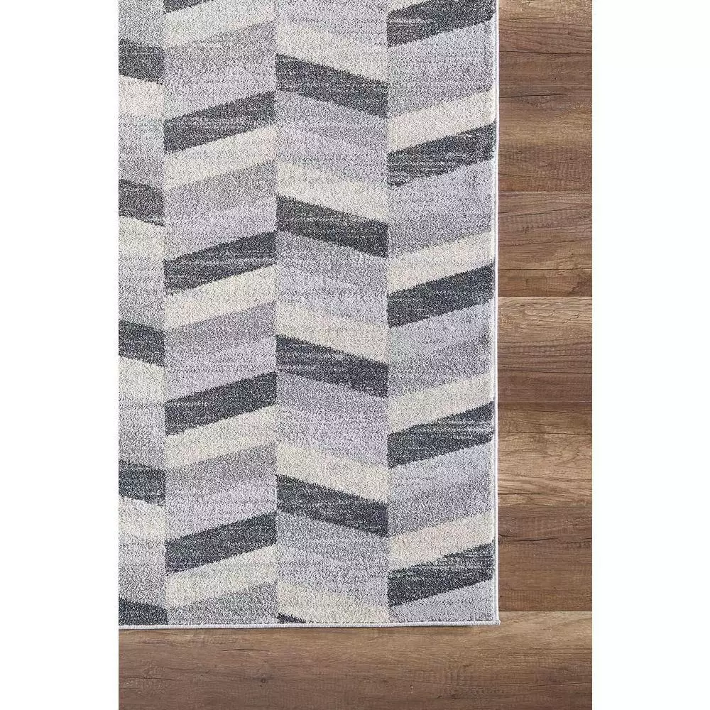 Quartz Grey 5 ft. 3 ft. x 7 ft. 6 in. Geometric Polypropylene Area Rug by Abani 5 Quartz Grey 5 ft. 3 ft. x 7 ft. 6 in. Geometric Polypropylene Area Rug by Abani - Image 3