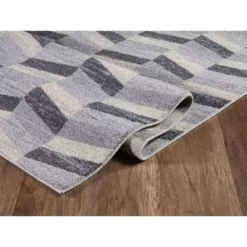 Quartz Grey 5 ft. 3 ft. x 7 ft. 6 in. Geometric Polypropylene Area Rug by Abani 13 Quartz Grey 5 ft. 3 ft. x 7 ft. 6 in. Geometric Polypropylene Area Rug by Abani -Abani Sales grey abani area rugs qrz170a 5 4f 1000