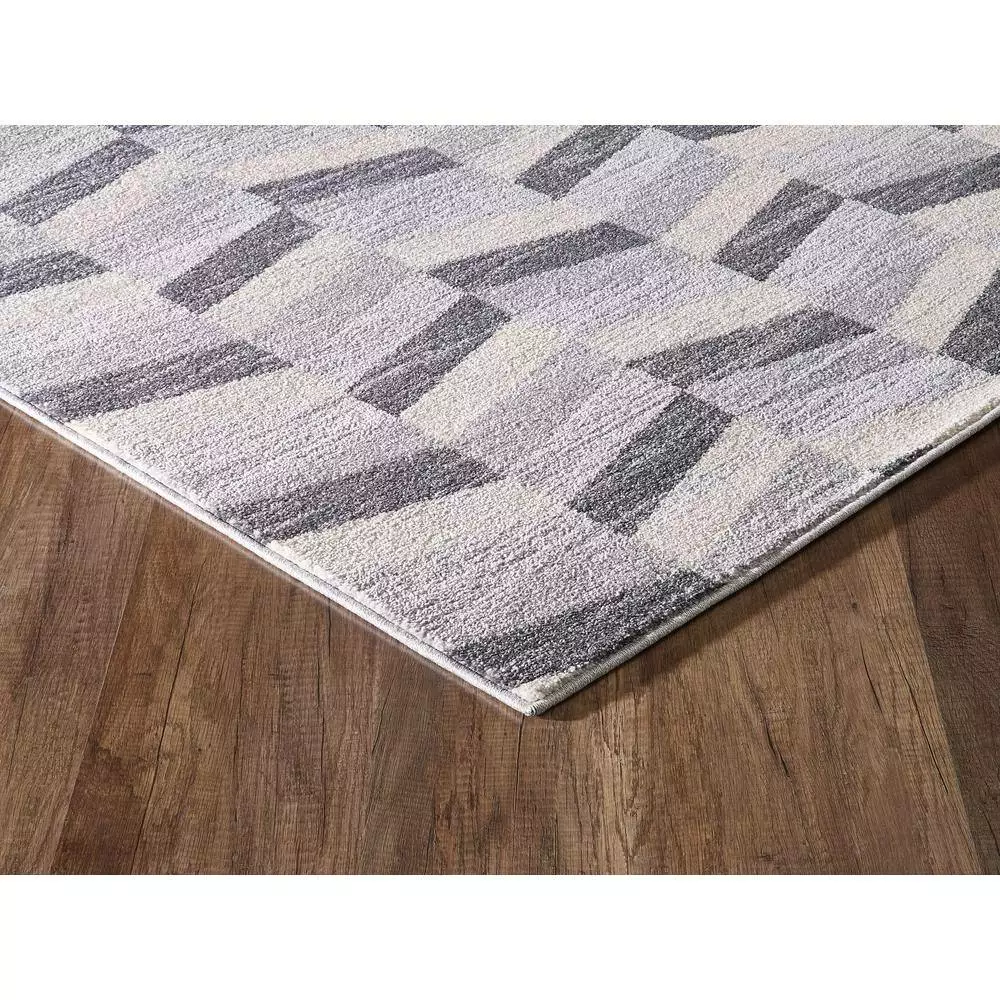 Quartz Grey 5 ft. 3 ft. x 7 ft. 6 in. Geometric Polypropylene Area Rug by Abani 6 Quartz Grey 5 ft. 3 ft. x 7 ft. 6 in. Geometric Polypropylene Area Rug by Abani - Image 4