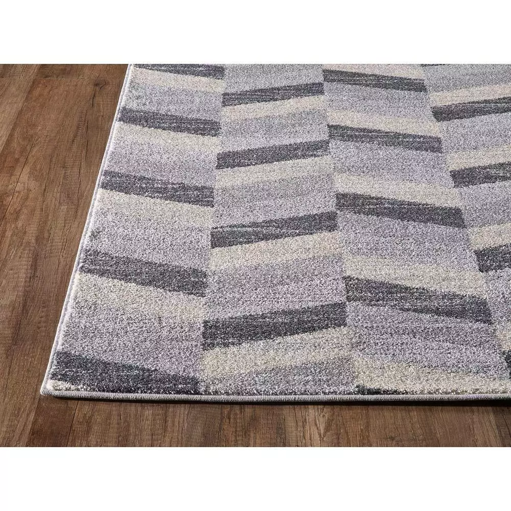 Quartz Grey 5 ft. 3 ft. x 7 ft. 6 in. Geometric Polypropylene Area Rug by Abani 4 Quartz Grey 5 ft. 3 ft. x 7 ft. 6 in. Geometric Polypropylene Area Rug by Abani - Image 2