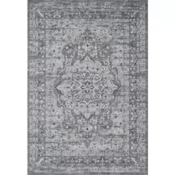 Troy Grey 5 ft. 3 ft. x 7 ft. 6 in. Oriental Polypropylene Area Rug by Abani