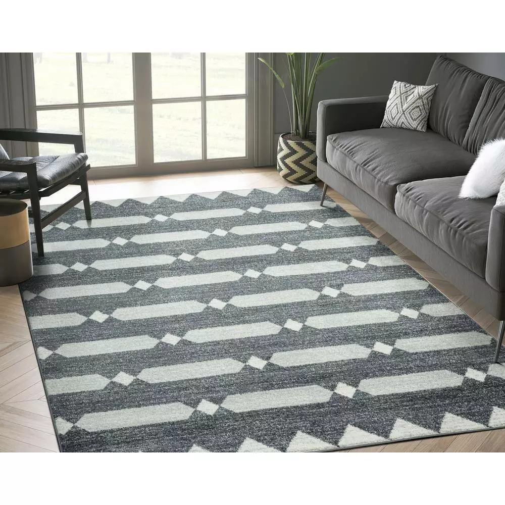 Tulum Grey 5.3 ft. x 7.6 ft. Abstract Polypropylene Area Rug by Abani 9 Tulum Grey 5.3 ft. x 7.6 ft. Abstract Polypropylene Area Rug by Abani - Image 7