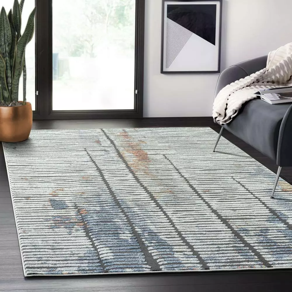 Venus Grey 6 ft. x 9 ft. Abstract Polypropylene Area Rug by Abani 11 Venus Grey 6 ft. x 9 ft. Abstract Polypropylene Area Rug by Abani - Image 9