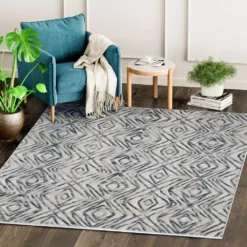 Vista Grey 5.3 ft. x 7.6 ft. Abstract Polyester Area Rug by Abani -Abani Sales grey abani area rugs vst100a 5 31 1000