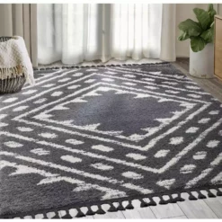 Willow Grey 7 ft. 9 in. x 10 ft. 2 in. Shag Polypropylene Area Rug by Abani 15 Willow Grey 7 ft. 9 in. x 10 ft. 2 in. Shag Polypropylene Area Rug by Abani -Abani Sales grey abani area rugs wil140a 8 31 1000