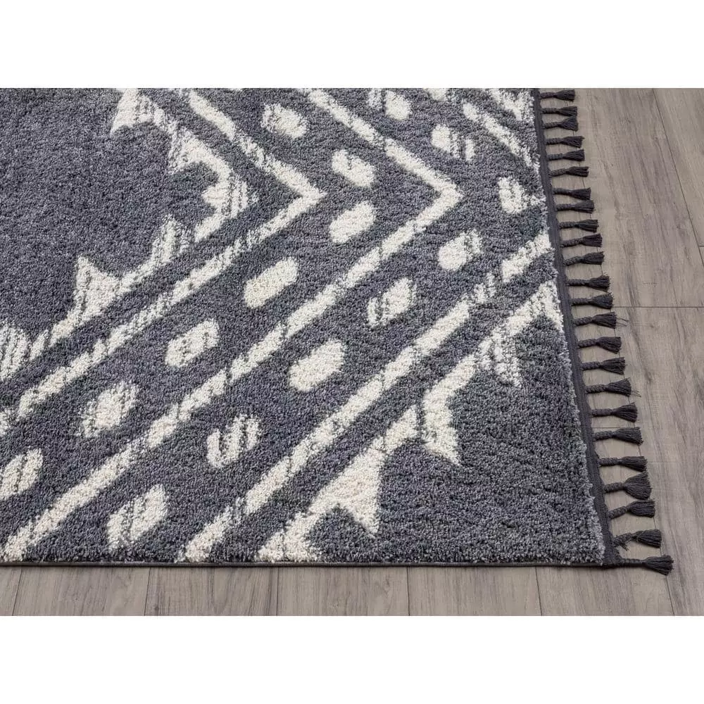 Willow Grey 7 ft. 9 in. x 10 ft. 2 in. Shag Polypropylene Area Rug by Abani 5 Willow Grey 7 ft. 9 in. x 10 ft. 2 in. Shag Polypropylene Area Rug by Abani - Image 3