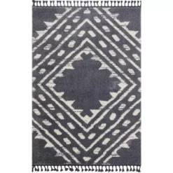 Willow Grey 7 ft. 9 in. x 10 ft. 2 in. Shag Polypropylene Area Rug by Abani