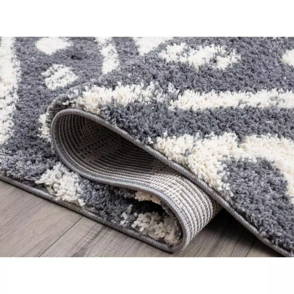 Willow Grey 7 ft. 9 in. x 10 ft. 2 in. Shag Polypropylene Area Rug by Abani 6 Willow Grey 7 ft. 9 in. x 10 ft. 2 in. Shag Polypropylene Area Rug by Abani - Image 4