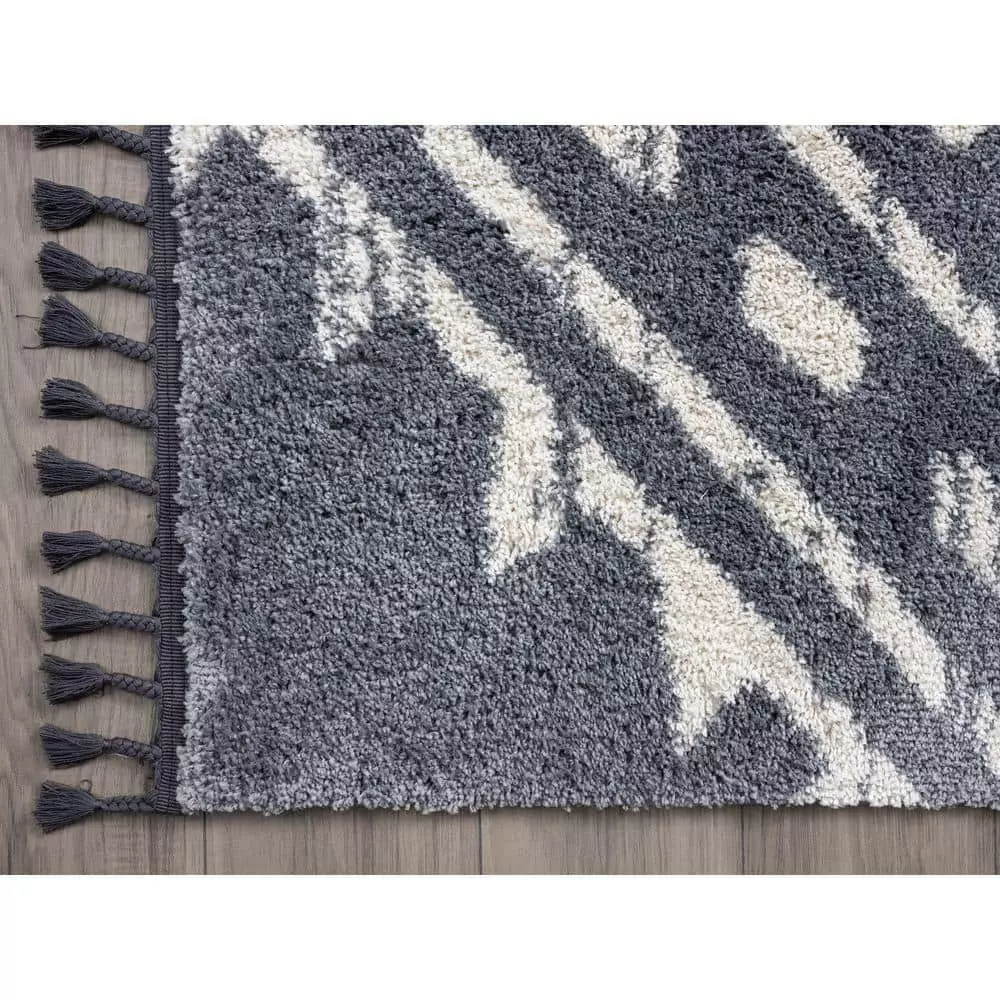 Willow Grey 7 ft. 9 in. x 10 ft. 2 in. Shag Polypropylene Area Rug by Abani 4 Willow Grey 7 ft. 9 in. x 10 ft. 2 in. Shag Polypropylene Area Rug by Abani - Image 2