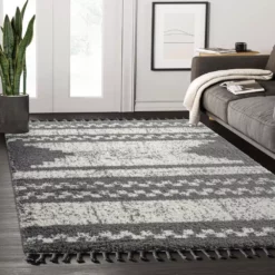 Willow Grey 6 ft. x 9 ft. Shag Polypropylene Area Rug by Abani -Abani Sales grey abani area rugs wil210a 6 31 1000