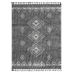 Willow Grey 7 ft. 9 in. x 10 ft. 2 in. Shag Polypropylene Area Rug by Abani