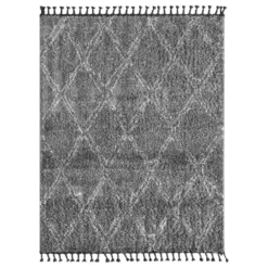 Willow Grey 5 ft. 3 ft. x 7 ft. 6 in. Shag Polypropylene Area Rug by Abani