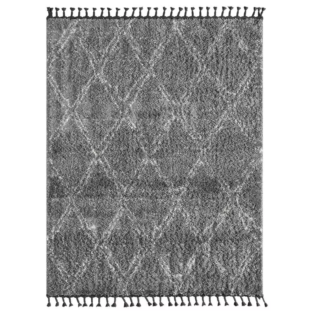 Willow Grey 5 ft. 3 ft. x 7 ft. 6 in. Shag Polypropylene Area Rug by Abani 3 Willow Grey 5 ft. 3 ft. x 7 ft. 6 in. Shag Polypropylene Area Rug by Abani