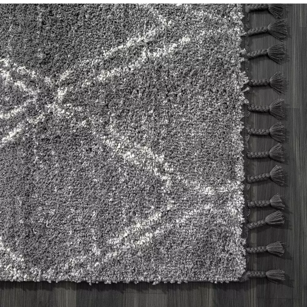 Willow Grey 5 ft. 3 ft. x 7 ft. 6 in. Shag Polypropylene Area Rug by Abani 4 Willow Grey 5 ft. 3 ft. x 7 ft. 6 in. Shag Polypropylene Area Rug by Abani - Image 2
