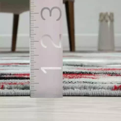 Porto Grey/Red 6 ft. x 9 ft. Abstract Polypropylene Area Rug by Abani -Abani Sales grey red abani area rugs prt140e 6 1f 1000