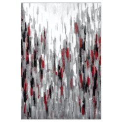 Porto Grey/Red 6 ft. x 9 ft. Abstract Polypropylene Area Rug by Abani