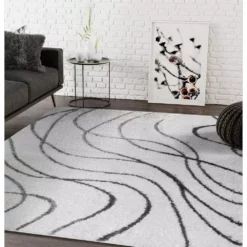 Abani Boston Ivory 6 ft. x 9 ft. Shag Polyester Area Rug -Abani Sales ivory abani area rugs bos100a 5 31 1000