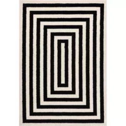 Casa Ivory 6 ft. x 9 ft. Abstract Polypropylene Area Rug by Abani