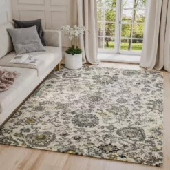 Lennox Ivory 5.3 ft. x 7.6 ft. Abstract Polypropylene Area Rug by Abani 12 Lennox Ivory 5.3 ft. x 7.6 ft. Abstract Polypropylene Area Rug by Abani -Abani Sales ivory abani area rugs lnx100c 5 31 1000