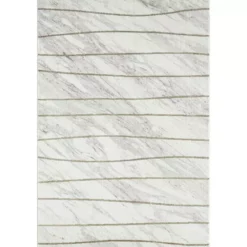 Luna Ivory 6 ft. x 9 ft. Striped Polyester Area Rug by Abani