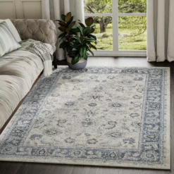 Troy Ivory 5.3 ft. x 7.6 ft. Oriental Polypropylene Area Rug by Abani -Abani Sales ivory abani area rugs try130a 5 31 1000