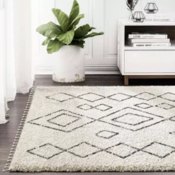 Willow Ivory 5 ft. 3 ft. x 7 ft. 6 in. Moroccan Polypropylene Area Rug by Abani -Abani Sales ivory abani area rugs wil130a 5 31 1000