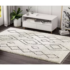 Willow Ivory 5 ft. 3 ft. x 7 ft. 6 in. Moroccan Polypropylene Area Rug by Abani -Abani Sales ivory abani area rugs wil130a 5 44 1000