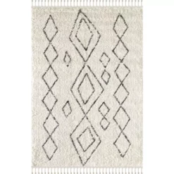 Willow Ivory 5 ft. 3 ft. x 7 ft. 6 in. Moroccan Polypropylene Area Rug by Abani