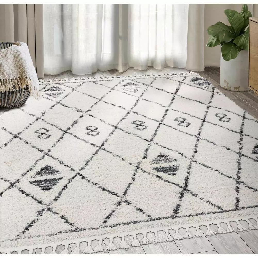 Willow Ivory 7 ft. 9 in. x 10 ft. 2 in. Shag Polypropylene Area Rug by Abani 9 Willow Ivory 7 ft. 9 in. x 10 ft. 2 in. Shag Polypropylene Area Rug by Abani - Image 7