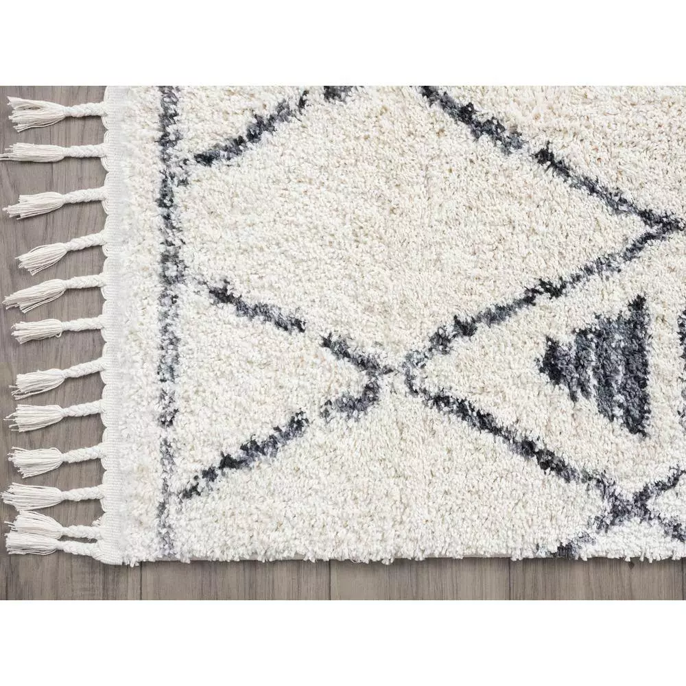 Willow Ivory 7 ft. 9 in. x 10 ft. 2 in. Shag Polypropylene Area Rug by Abani 4 Willow Ivory 7 ft. 9 in. x 10 ft. 2 in. Shag Polypropylene Area Rug by Abani - Image 2