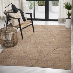 Jute Natural 5.3 ft. x 7.6 ft. Abstract Jute Area Rug by Abani -Abani Sales natural abani area rugs jut150a 5 31 1000