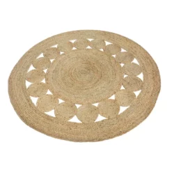 Jute Natural 6 ft. Round Abstract Jute Area Rug by Abani 10 Jute Natural 6 ft. Round Abstract Jute Area Rug by Abani -Abani Sales natural abani area rugs jut190a 6r 4f 1000